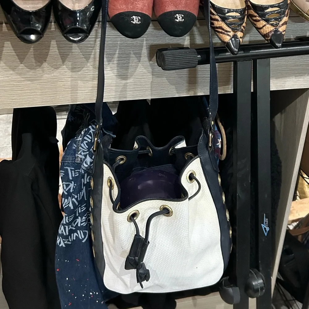 YSL straw &‎ leather tote vintage
